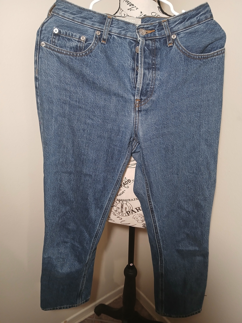 Everlane blue high-rise button-fly jeans Crop Organic Cotton
